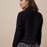 Veste esprit motard - Noire cuir velours - I.Code