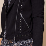 Veste esprit motard - Noire cuir velours - I.Code