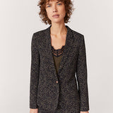 Veste tailleur en polycrêpe imprimé - Kaki - IKKS