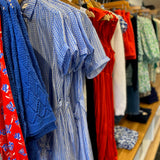 Robe chemise imprimé rayures fleuries - Bleu - FABIENNE CHAPOT