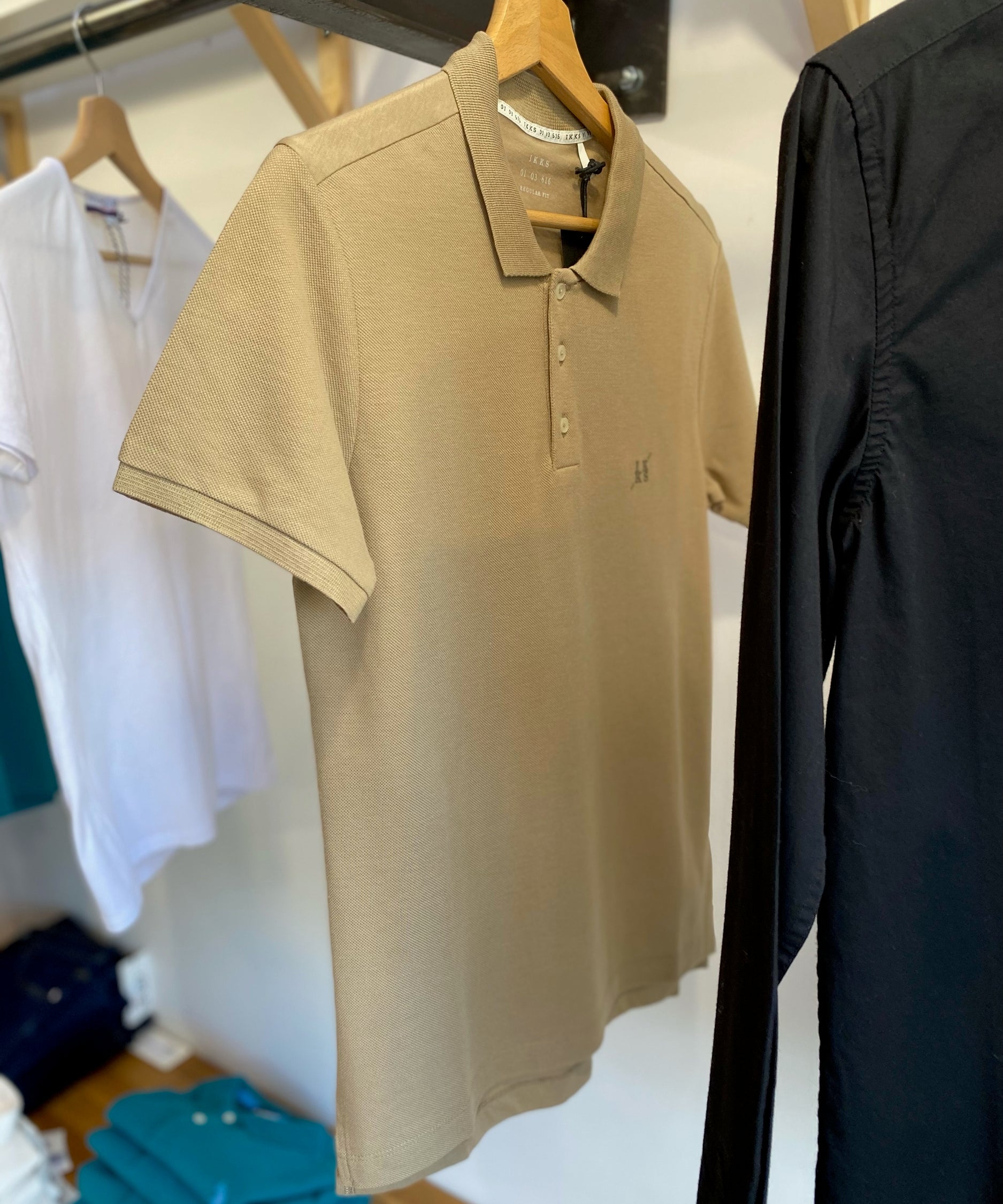 Polo bi-matière - Beige - IKKS MEN
