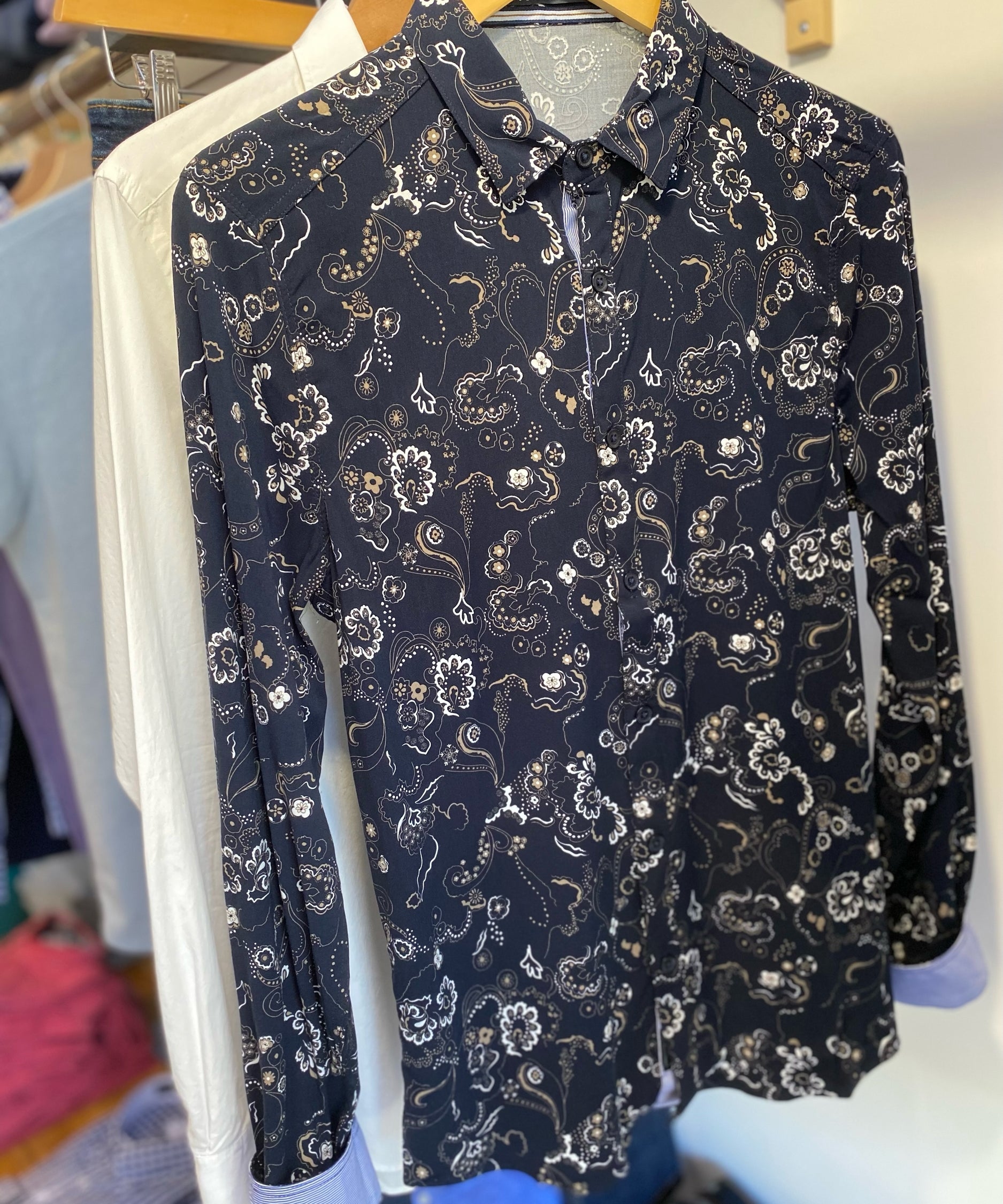Chemise manches longues imprimée Aelos - Marine - SUN VALLEY HOMME