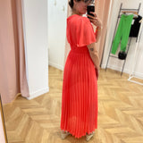 Robe plissée manche courte évasée - LORA