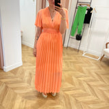 Robe plissée manche courte évasée - LORA