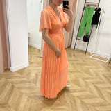 Robe plissée manche courte évasée - LORA