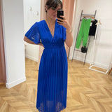 Robe plissée manche courte évasée - LORA