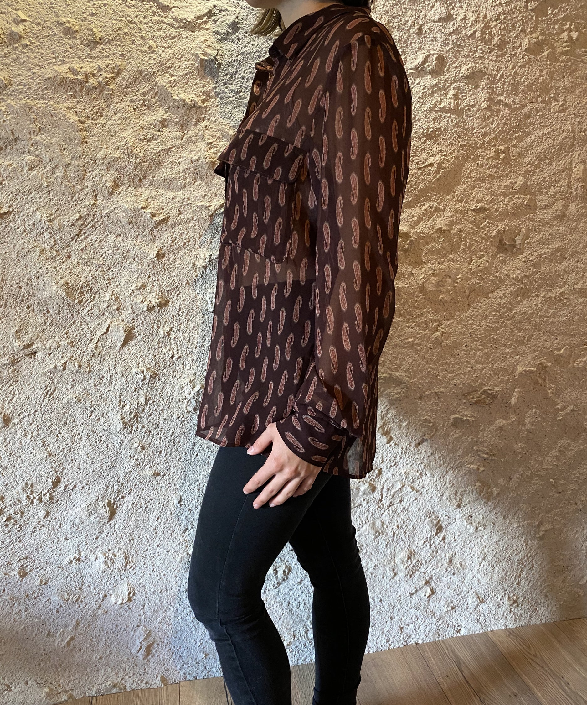 Chemise imprimée prune