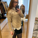 Pull en maille jacquard décoratif - Beige - IKKS WOMEN