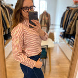 Chemise rayée broderie indienne Alexandra - Rose framboise - I.CODE