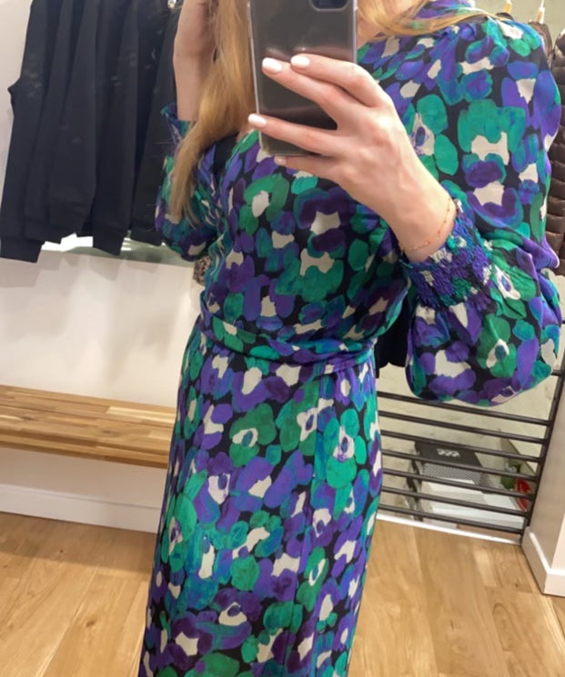 Robe portefeuille longue imprimée Natalia - Green Cat Deluxe - FABIENNE CHAPOT