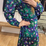 Robe portefeuille longue imprimée Natalia - Green Cat Deluxe - FABIENNE CHAPOT