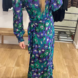 Robe portefeuille longue imprimée Natalia - Green Cat Deluxe - FABIENNE CHAPOT