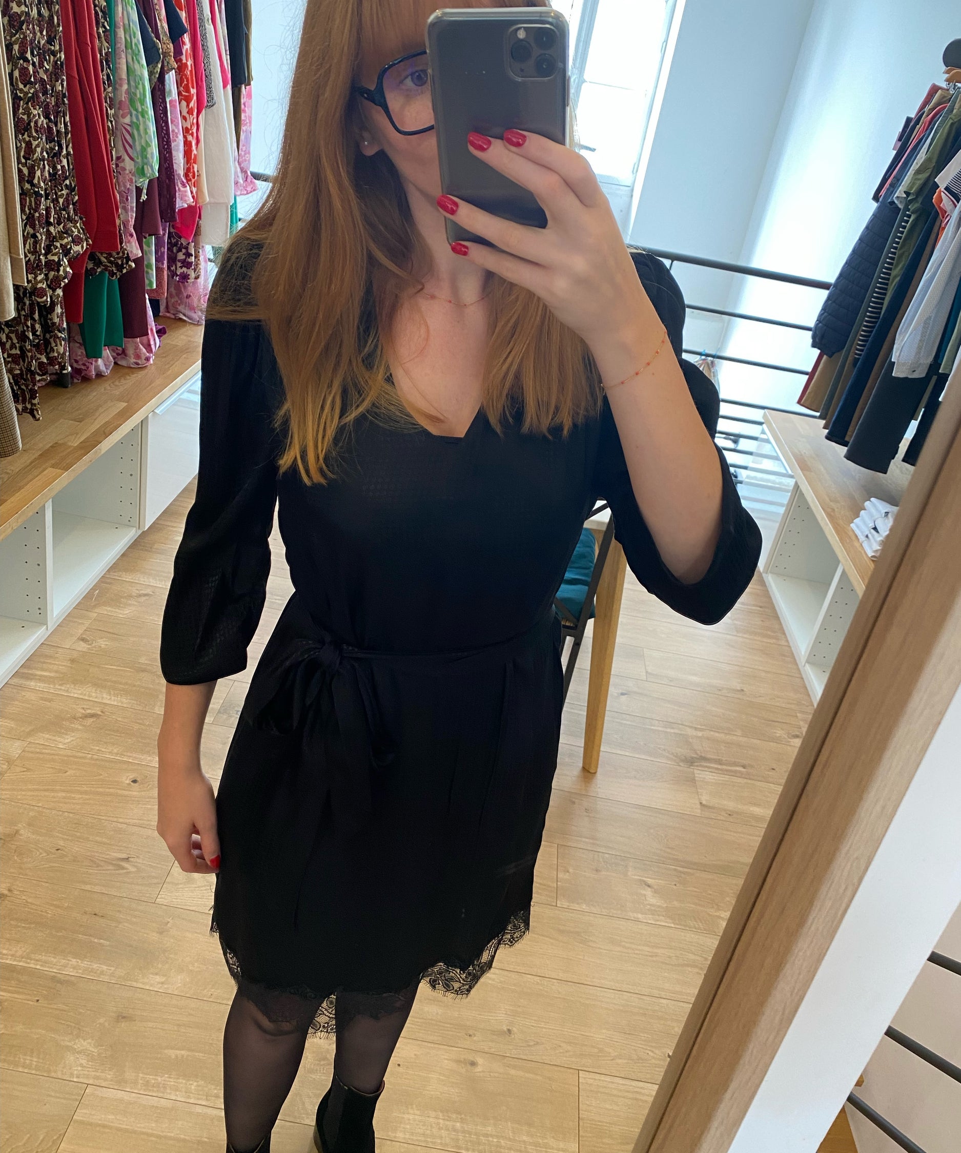 Robe - noire - dentelle - IKKS Women