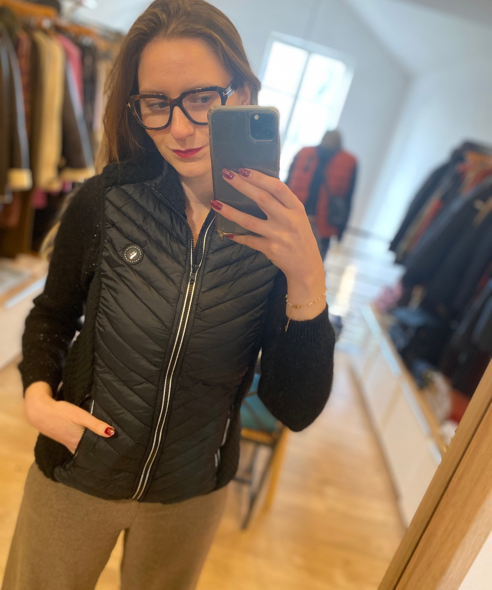 Gilet Drayden sans manche bi-matière - Noir - Sun Valley femme