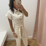Combinaison jambes larges Danube - Beige - C'EST BEAU LA VIE