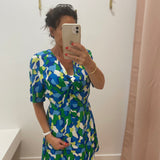 Robe courte imprimée à nouer Moritza - Elenor cobalt - AN'GE