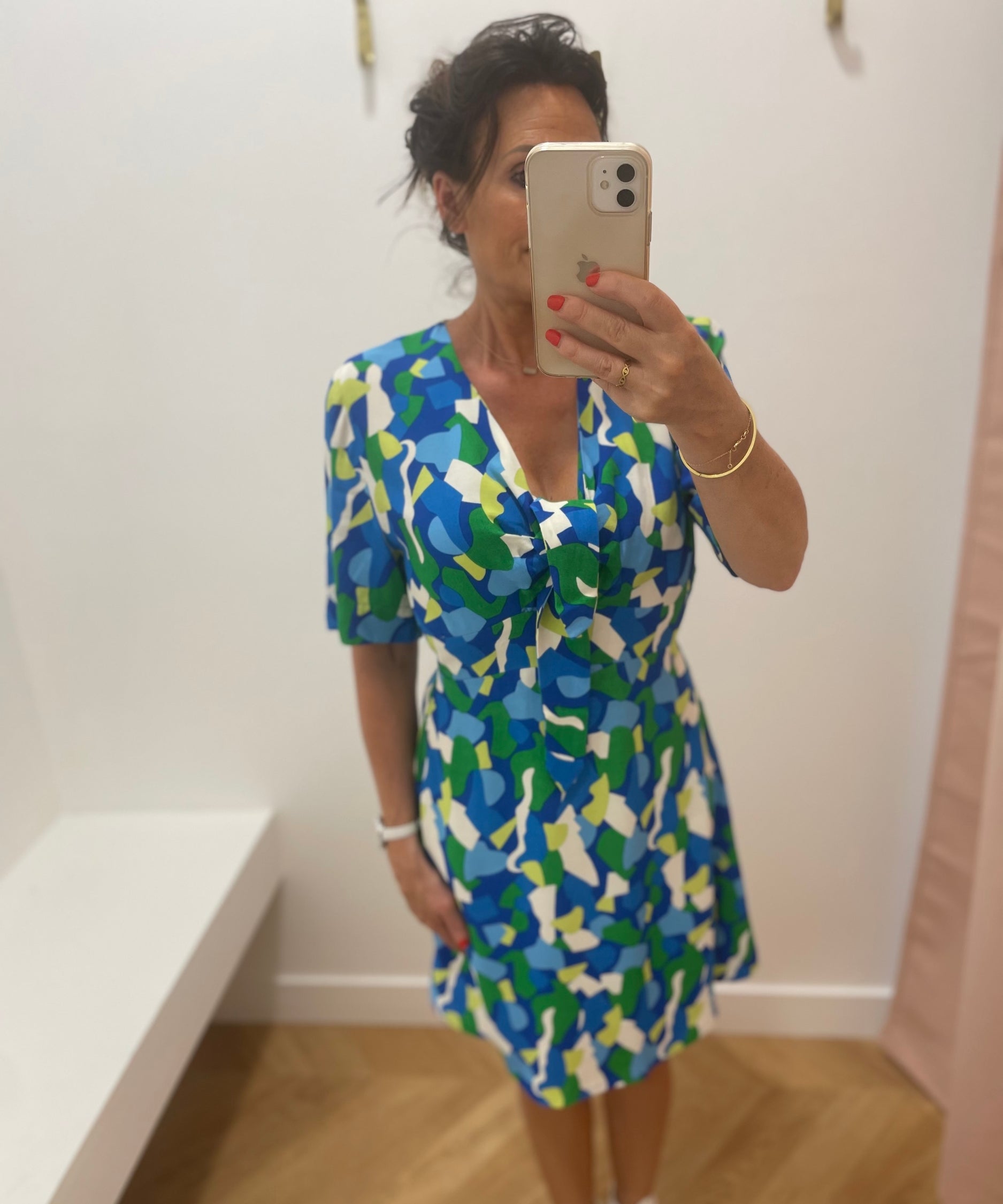 Robe courte imprimée à nouer Moritza - Elenor cobalt - AN'GE