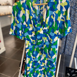 Robe courte imprimée à nouer Moritza - Elenor cobalt - AN'GE