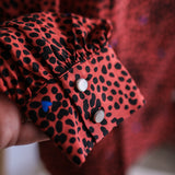Chemisier - Rouge motifs coeurs bleus - I.Code