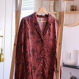Chemisier - Rouge motifs coeurs bleus - I.Code