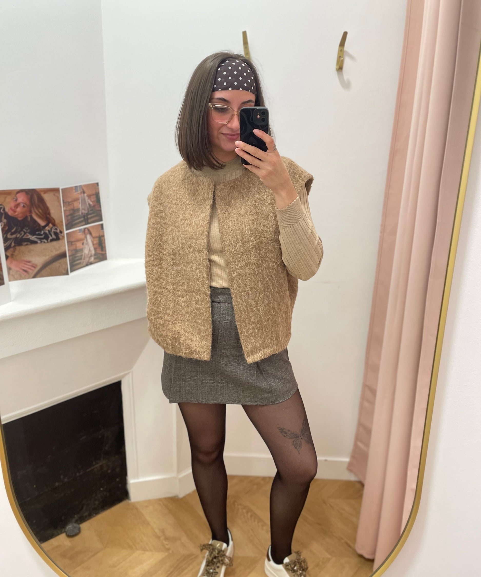 Jupe courte taille mi-haute Roubrent - Chicory Coffee - ROUGE EDIT