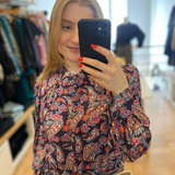 Blouse imprimé cachemire Laura - Rouge - SUNCOO