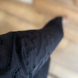 Pantalon large broderie anglaise Jane - Noir - SUNCOO