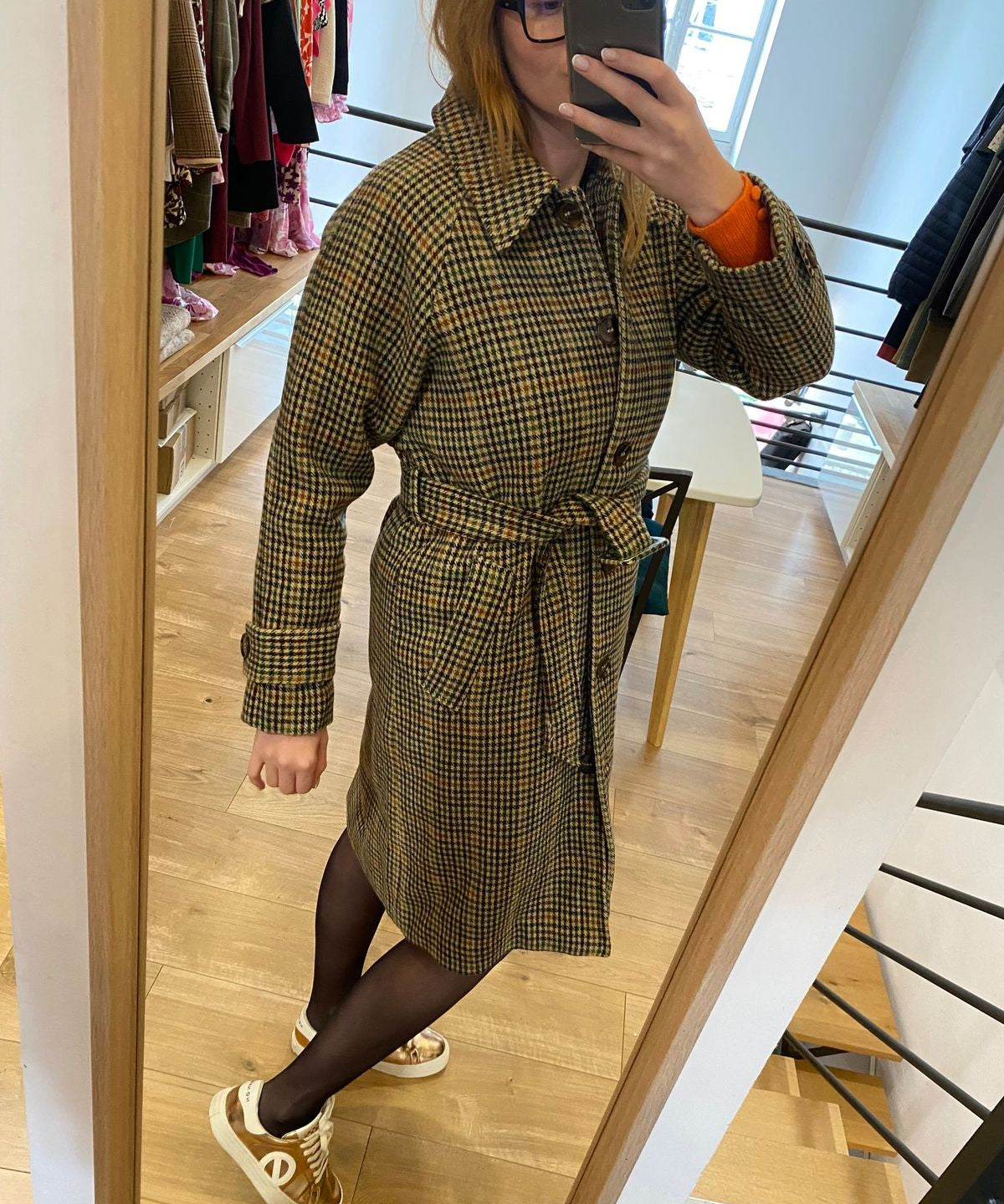 Manteau long à carreaux Evan - Taupe - SUNCOO