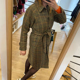 Manteau long à carreaux Evan - Taupe - SUNCOO