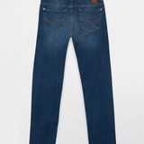 Jean droit femme Naomipoc TBS bleu avec ceinture semi-élastiquée vue de dos