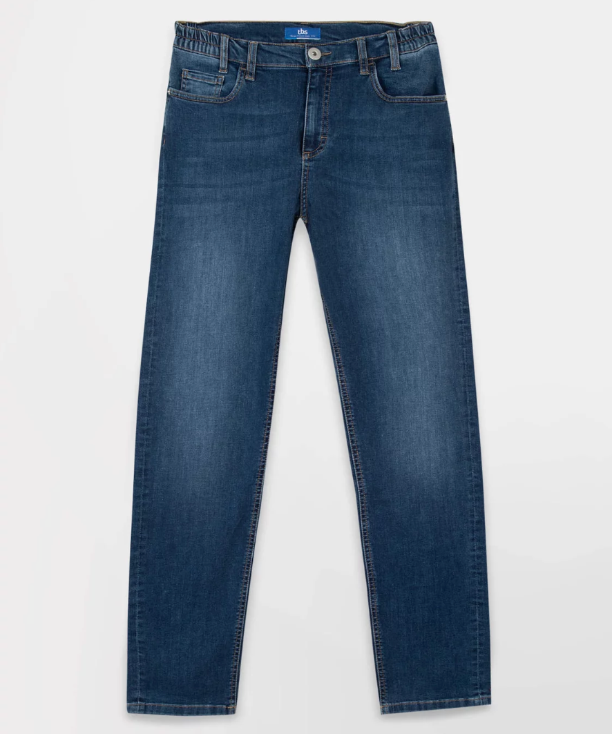 Jean femme Naomipoc TBS bleu en denim stretch vue de face