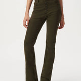 Jean flare boutons apparents femme - Kaki foncé - IKKS