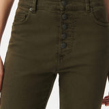 Jean flare boutons apparents femme - Kaki foncé - IKKS