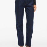 Vikelly High-Waisted Straight Jeans - Dark Blue Denim - VILA