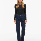 Vikelly High-Waisted Straight Jeans - Dark Blue Denim - VILA