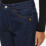 Vikelly High-Waisted Straight Jeans - Dark Blue Denim - VILA