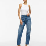 Jean droit taille haute Vikelly - Medium Blue Denim - VILA