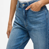 Jean droit taille haute Vikelly - Medium Blue Denim - VILA