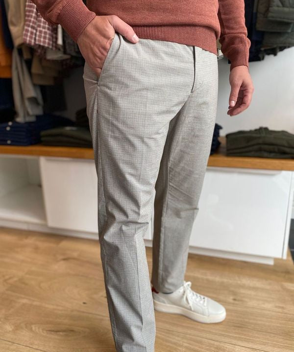 Pantalon slim à motif carreaux - Beige - IKKS MEN
