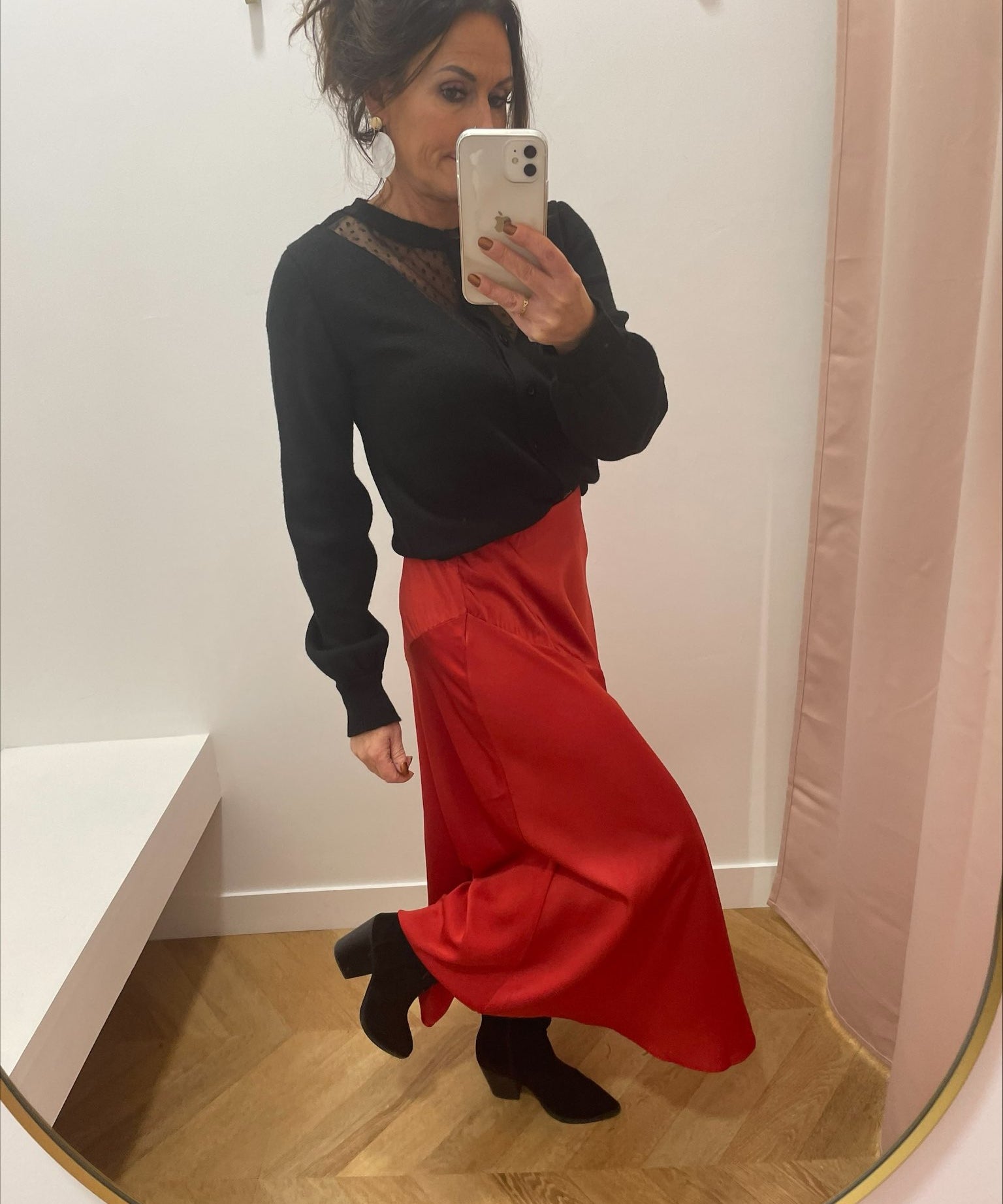 Jupe midi Joelyne - Rouge - AN'GE