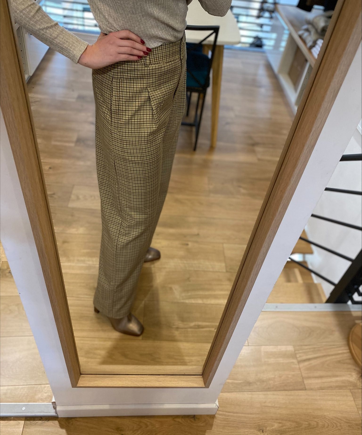Pantalon large à carreaux Jonas - Camel - SUNCOO