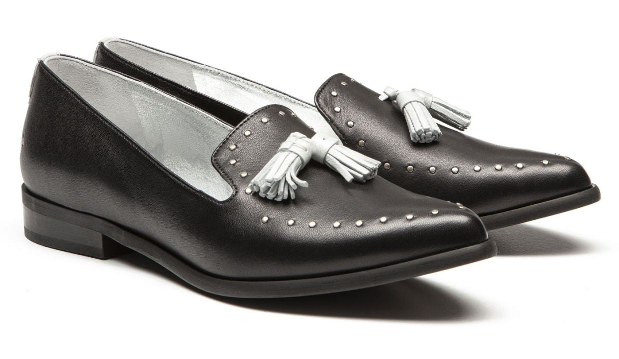 MOCASSINS JULIETTE - NOIR et ARGENT - KOST