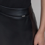 Jupe courte en cuir - Noire - IKKS WOMEN