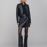 Jupe courte en cuir - Noire - IKKS WOMEN