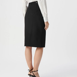 Jupe crayon fendue - Noire - IKKS WOMEN