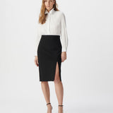 Jupe crayon fendue - Noire - IKKS WOMEN