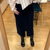 Jupe droite midi fendue effet denim - Indigo - I.CODE