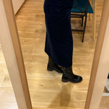 Jupe droite midi fendue effet denim - Indigo - I.CODE