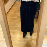 Jupe droite midi fendue effet denim - Indigo - I.CODE