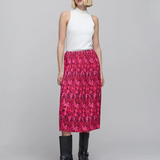 Jupe plissée imprimée fleurs origami - Rose bubble - IKKS WOMEN